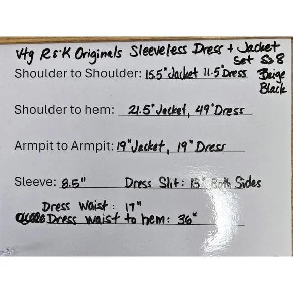 Vtg R&K Originals Women Sz 8 Shift Dress Maxi w/Linen Jacket Black Beige Floral - Picture 8 of 11